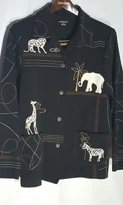 ALLISON DALEY WOMEN'S JACKET Small Button Front Animal Theme Unique Artwork - Picture 1 of 9