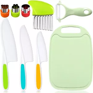 9 Pcs Kids Kitchen Knife Set,Kids Knives For Real Cooking With Cutting Board - Picture 1 of 7