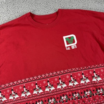 Camisa Jersey Espíritu Parques Disney Para Hombres XL Navidad Castillo Mickey Mouse 1971 Logo Foto 1 de 4