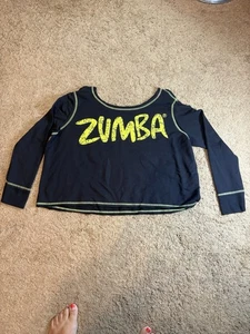 Camisa corta Zumba manga larga para mujer pequeña negra de gran tamaño - Imagen 1 de 6