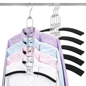 4 Pack 5-In-1 Multi-Layer Clothes Hanger Blouse Tree Shirt Hangers for Closet - Picture 1 of 7