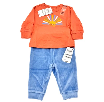 First Impressions Baby Boy 2-Piece Orange Rainbow Sun Top & Blue Pants 3-6M NWT - Image 1 of 4