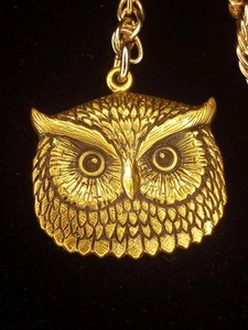 Vintage Unique Goldtone Pocket  Watch Chain Owl 14 Inches  - Picture 1 of 12