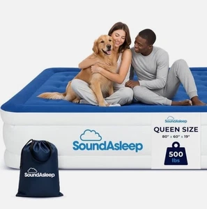 SoundAsleep Luxury Queen Air Mattress Dream Series Blue 80x60x19 Comfort SAAM-01 - Picture 1 of 10