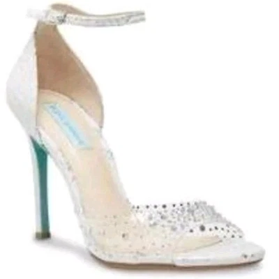 Parte inferior azul Betsey Johnson para mujer plateada estrás 4" tacones talla 7,5 M Foto 1 de 4