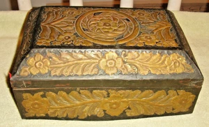 Antique Victorian Gothic Trinket Letter Box Metal Floral Patterns - Picture 1 of 11