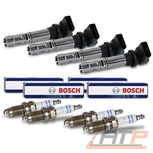 4x ZÜNDSPULE + 4x BOSCH ZÜNDKERZE FÜR AUDI SEAT SKODA VW GOLF 5 6 1.4 TSI TFSI - Bild 1 von 8