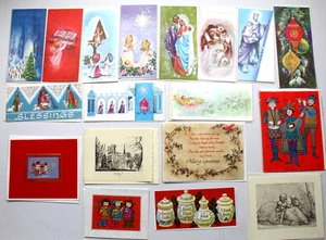 Vintage Christmas Greeting Cards w/Envelopes UNUSED 1950s 60s Card Lot of 18 - Picture 1 of 19