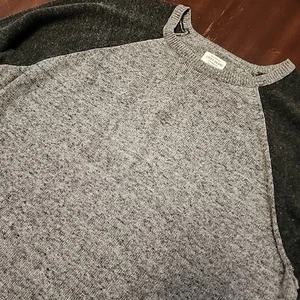 Lucky Brand Two Toned Knitted Grey Raglan Y2K Crewneck Pullover Sweater XXL  - Picture 1 of 7