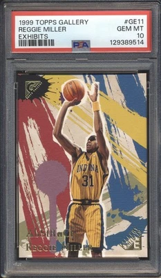 Reggie Miller 1999 Topps Gallery Exhibits #GE11 PSA 10 Pacers gema como nueva corte Pop 3 Foto 1 de 2