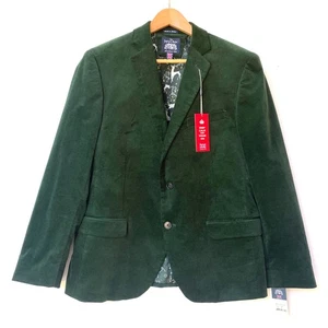 NWT Savile Row Mens 42S Green Velvet Blazer Sport Coat Brit Slim Fit Christmas - Picture 1 of 22