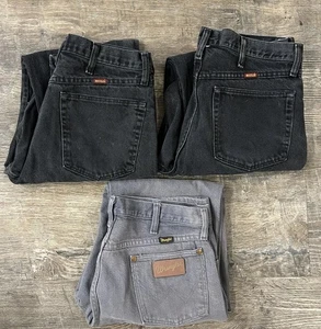 Wrangler & Rustler Jeans Lot of 3 Black/Gray 34X32  - Picture 1 of 23