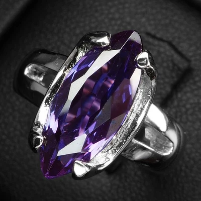 Stunning Blue Purple Sapphire 5Ct 925 Sterling Silver White Gold Rings Size 6.25 - Image 1 of 4