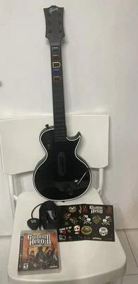 PS3 Guitar Hero III Red Octane Gibson Les Paul Guitar W/ Dongle,Game, & Stickers - Image 1 of 4