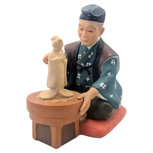 Vintage Japanese Man Sculpting Geisha Statue Hakata Doll - Picture 1 of 8