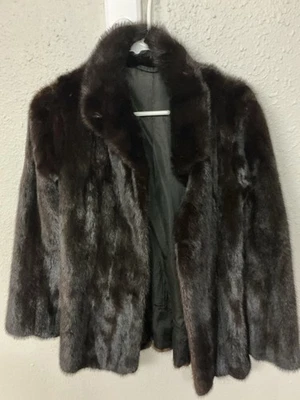 Vtg Pelzhaus GERMAN Fur Coat Lined Black rare inlets closure Mink - Image 1 of 4