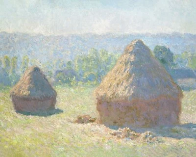 Claude Monet Haystacks Vintage Painting Giclee Print on Fine Art Paper - Image 1 of 4