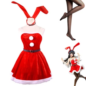 Christmasi  Bunny Dress Sakurajima MaCosplay Costume Women Red Jumpsuit Bodysuit - Picture 1 of 6