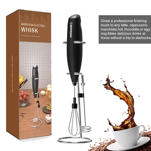 Doppel Schneebesen Milchaufschäumer Handmixer, Schaummaschine für Kaffee Latte (schwarz). - Bild 1 von 9