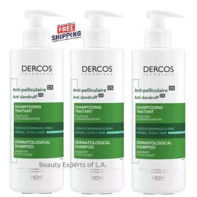 3 PACK Vichy Dercos Anti-Dandruff Shampoo Normal To Oily Hair 13.2oz / 390ml - Image 1 of 4