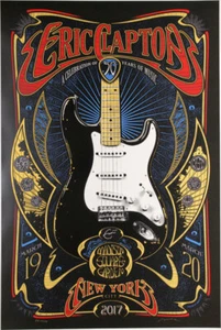 Eric Clapton 2017 50th Anniversary MSG NY Poster s/n Adam Pobiak gold paper - Bild 1 von 2