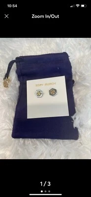 Tory Burch Gold Mini Hexagon Logo Stud Earrings￼ - Изображение 1 из 3