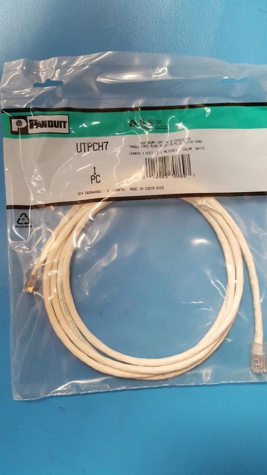 PANDUIT, UTPCH7, RJ-45, 8 POS, Jack to Jack, CAT5e, White, 7ft (4 Pcs ) - Image 1 of 1