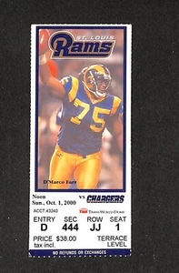 OCTOBER 1, 2000 SAN DIEGO CHARGERS @ ST. LOUIS RAMS  TICKET STUB, WARNER 4 TDS - Picture 1 of 2