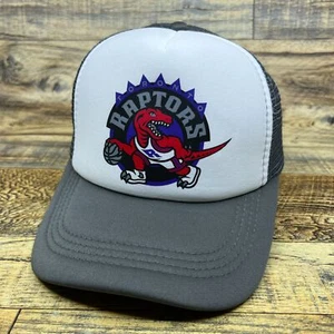 Toronto Raptors Mens Trucker Hat Grey Snapback 1995 Retro Logo Basketball Cap - Picture 1 of 8