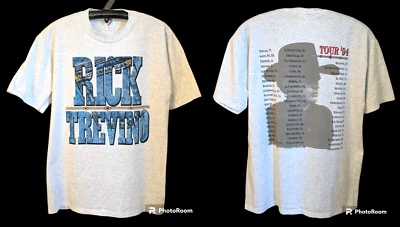 Винтажная футболка RICK TREVINO County Music Tour 1994 джинсовый принт размер БОЛЬШОЙ редкая - Изображение 1 из 4