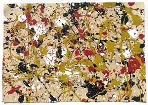 Jackson Pollock Original Painting Signed Yellow Red Abstract Expressionist D43 - Picture 1 of 9