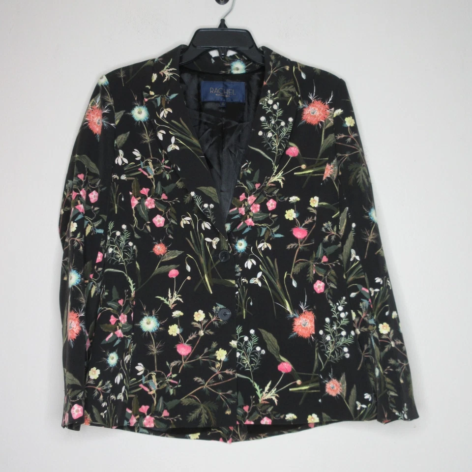 Rachel Rachel Roy Women's 2 Button Black Floral Print Blazer Jacket 8 B32 - Image 1 of 4
