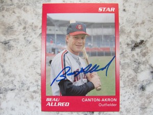 Indians Beau Allred Signed Autographed 1989 Star Canton-Akron Indians Nr.Mint