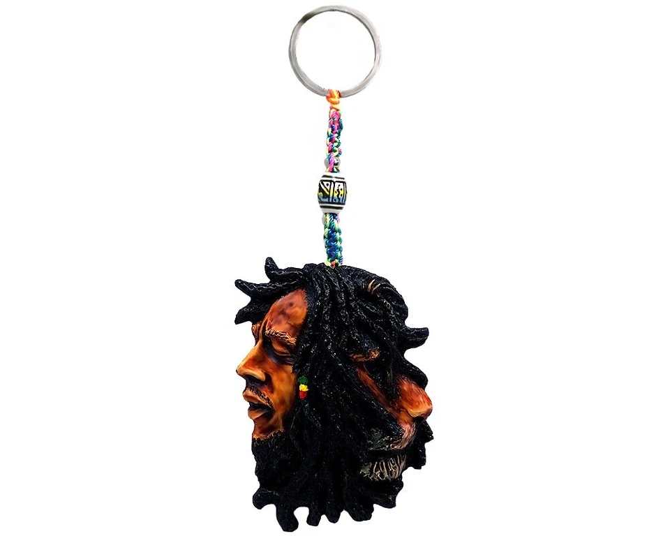 Bob Lion Rasta Keychain Handmade 3D Art Macrame Metal Keyring Car Bag Accessory - Image 1 of 1