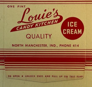 Louie's North Manchester, Indiana 1 pint ice cream flat package/box 1940's NOS - Picture 1 of 3