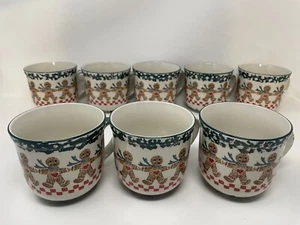 TIENSHAN Folk Craft Gingerbread Cups Christmas Holiday Vintage - Lot Of 8 - Picture 1 of 7