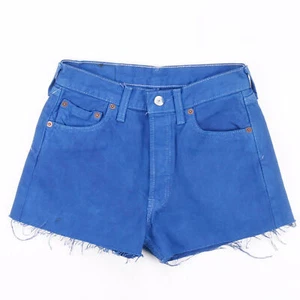 Vintage LEVI'S 501 Womens Blue Regular Cut-Off Denim Shorts XS W26 - Picture 1 of 4
