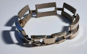Vintage 1990s large oblong link stainless steel (?) bracelet 7" long well made - Picture 1 of 5
