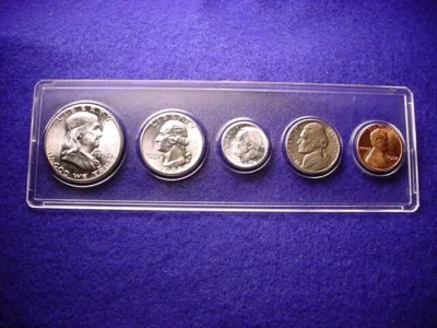 1958 PHILADELPHIA 5 COIN MINT SET ALL GREAT BU COINS 90% SILVER!!    #40 - Image 1 of 4