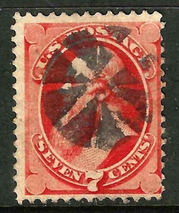 Sc #149 Wedges Fancy Cancel 7 Cent Stanton Banknote 1871 $100 US 30F83 - Picture 1 of 2