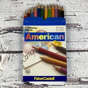 Faber-Castell American Malstifte Vintage 80er Schachtel mit 12 Echtholz 4,5" - Bild 1 von 4