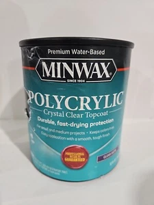 Minwax Clear Satin Polycrylic Water-Based 1 Quart Premium Durable Topcoat - Picture 1 of 10