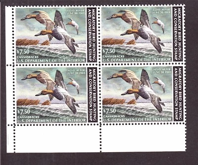US RW49 Hunting Permit Duck Stamp Mint Block of 4 VF-XF OG NH - Image 1 of 2