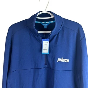 NEW Prince Pickleball 1/2 Zip Pullover Mens M Navy Blue Stretch Moisture Wicking - Picture 1 of 6
