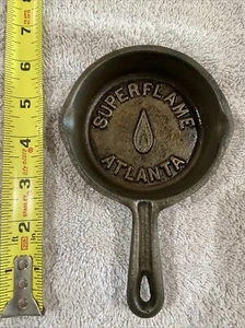Superflame Atlanta-Vintage Cast Iron Advertising Ashtray Skillet Frying Pan - Picture 1 of 2