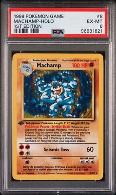 1999 Pokemon Base Set 1st Edition Machamp Holo #8 PSA 6 EX-MT - Image 1 of 2