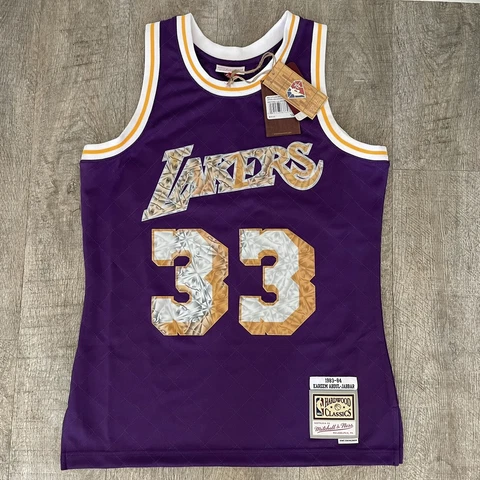 Mitchell & Ness Kareem Abdul-Jabbar Lakers 75th Ann Diamond Jersey Size Medium Cover