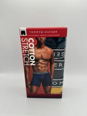 Cuecas boxer Tommy Hilfiger 3 peças tamanho grande 36-38 algodão stretch preto vermelho cinza - Imagem 1 de 4