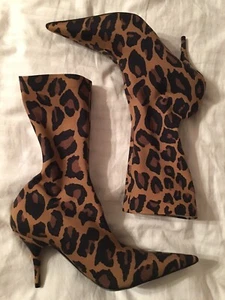$1650 Balenciaga Leopard Knife Point Toe Spandex Knit Sock Ankle Booties Boot 36 - Picture 1 of 12