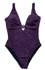 Magicsuit Purple Swimsuit Size 14 Jeweled One-Piece - Picture 1 of 7